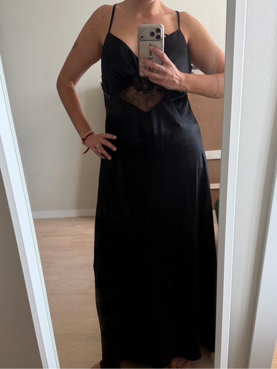Forever 21 Other - Forever 21 Black Lace-Trim Long Slip Dress